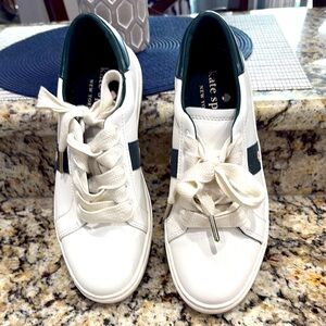 Kate Spade White Sneakers with Green Stripes